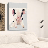 24" Cute Pink Piglet Canvas Wall Art