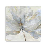 20" Soft Blue and Grey Flower with Gold Details Canvas Wall Art