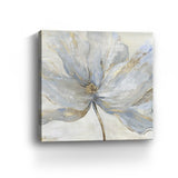 20" Soft Blue and Grey Flower with Gold Details Canvas Wall Art