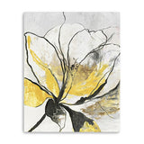 20" Modern Yellow and Black Flower Canvas Wall Art