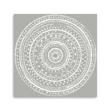 20" Boho White Mandala on a Grey Canvas Wall Art