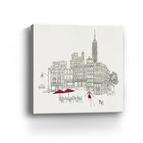 20" NYC Café Line Work with Red Accents Canvas Wall Art