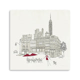 20" NYC Café Line Work with Red Accents Canvas Wall Art