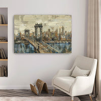 24" Vintage Inspired NYC city skyline Canvas Wall Art