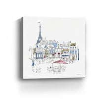 20" French Café with Red and Blue Accents Canvas Wall Art