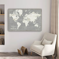 24" Minimalist World Map Canvas Wall Art