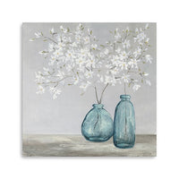 20" White Spring Flowers Canvas Wall Art