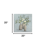 20" Pretty Bohemian Flowers in Ceramic Vases Canvas Wall Art