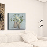 20" Pretty Bohemian Flowers in Ceramic Vases Canvas Wall Art