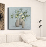 20" Pretty Bohemian Flowers in Ceramic Vases Canvas Wall Art