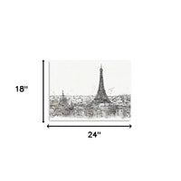 24" Monochrome Paris Rooftops Sketch Canvas Wall Art