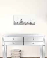 24" Monochrome City Skyline Sketch Canvas Wall Art