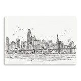 24" Monochrome City Skyline Sketch Canvas Wall Art