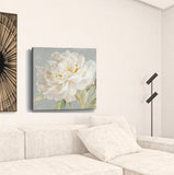 20" Angelic White Peony Flower Canvas Wall Art