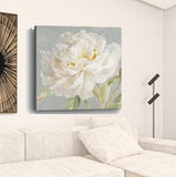 20" Angelic White Peony Flower Canvas Wall Art