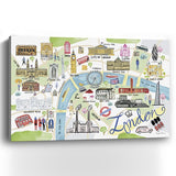 24" Fun Illustrated London Map Canvas Wall Art