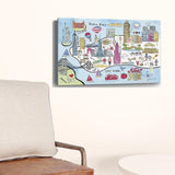 24" Fun Illustrated NYC Map Canvas Wall Art