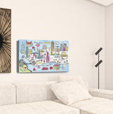 24" Fun Illustrated NYC Map Canvas Wall Art