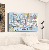 24" Fun Illustrated NYC Map Canvas Wall Art
