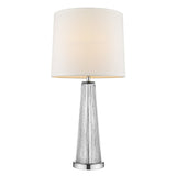 Chiara 1-Light Clear Glass And Polished Chrome Table Lamp With Off White Shantung Shade