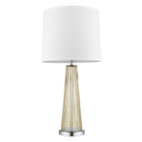 Chiara 1-Light Champagne Glass And Polished Chrome Table Lamp With Off White Shantung Shade