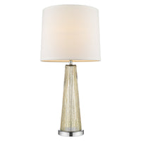 Chiara 1-Light Champagne Glass And Polished Chrome Table Lamp With Off White Shantung Shade