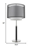 Roosevelt 1-Light Espresso And Brushed Nickel Table Lamp With Smoke Gray Shantung Two Tier Shade