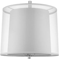 Nimbus 1-Light Metallic Silver And Polished Chrome Table Lamp With Sheer Snow Double Shantung Shade