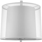 Nimbus 1-Light Metallic Silver And Polished Chrome Table Lamp With Sheer Snow Double Shantung Shade