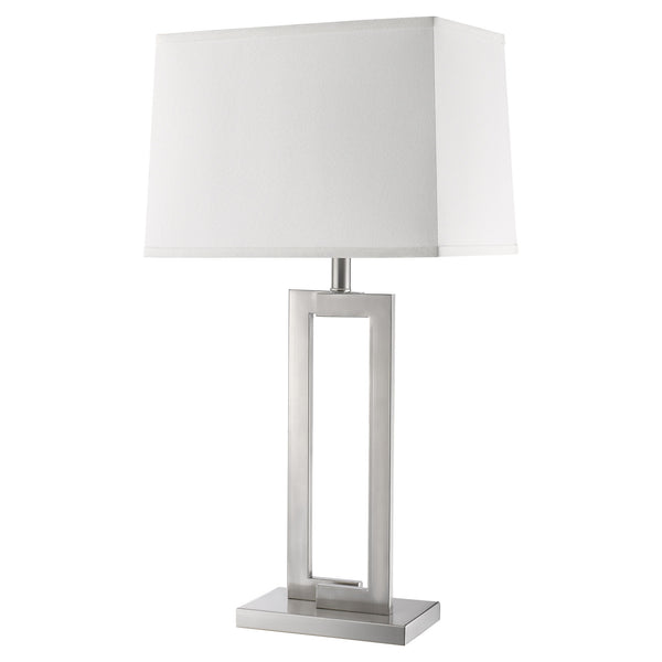 Riley 1-Light Brushed Nickel Table Lamp With Off White Shantung Shade