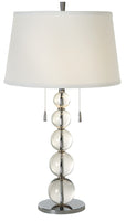 Palla 2-Light Crystal And Polished Chrome Table Lamp With White Linen Shade