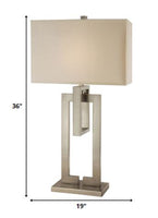 Precision 1-Light Brushed Nickel Table Lamp With Ivory Shantung Shade