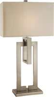 Precision 1-Light Brushed Nickel Table Lamp With Ivory Shantung Shade