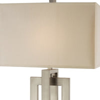 Precision 1-Light Brushed Nickel Table Lamp With Ivory Shantung Shade