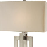 Precision 1-Light Brushed Nickel Table Lamp With Ivory Shantung Shade