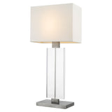 Shine 1-Light Acrylic And Hand Painted Weathered Pewter Table Lamp With Off White Shantung Shade