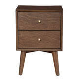 Dark Brown Century Modern Wood 2 Drawer Nightstand