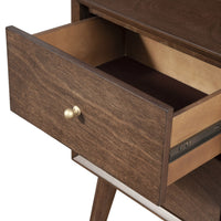 Dark Brown Century Modern Wood 2 Drawer Nightstand