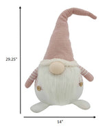 White and Pink Stripe Chubby Gnome