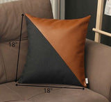 Slanted Black and Brown Faux Leather Throw Pillow