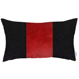 Black Base and Red Center Lumbar Throw Pillow