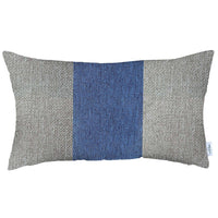 White and Blue Midsection Lumbar Throw Pillow