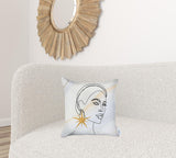 White Portrait Printed Decorative Throw Pillow