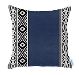 Deep Navy Faux Leather Geometric Throw Pillow