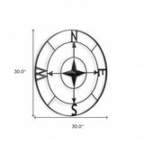 Black Metal Compass Shaped Wall Decor