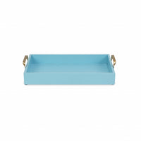 Light Blue Wooden Tray with Gold Handles