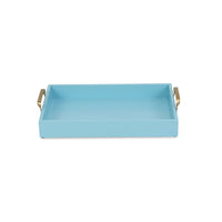 Light Blue Wooden Tray with Gold Handles