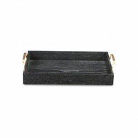 Black Wooden Tray with Gold Handles