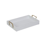 White Wooden Tray with Gold Handles