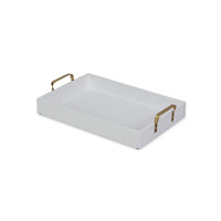White Wooden Tray with Gold Handles